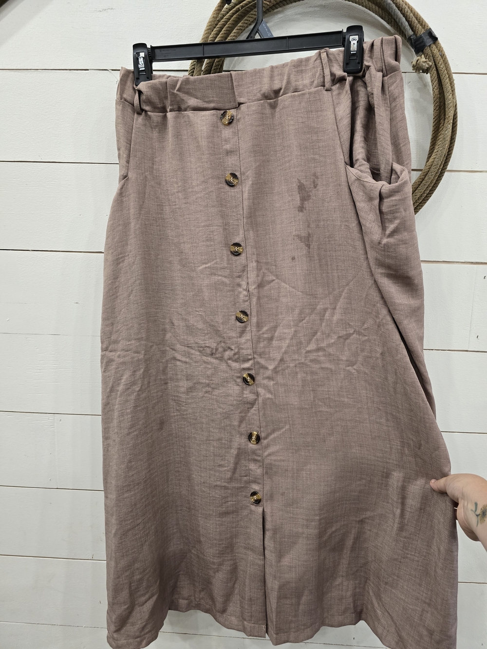 SHEIN Mauve Button-Front Midi Skirt